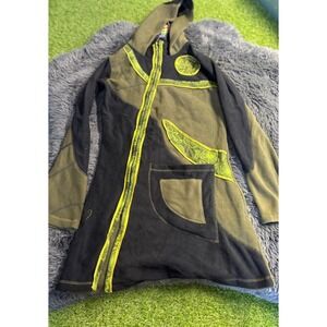 Jayli  Jacket Women's S Small Fleece Embroidered Full‎ Zip Free Trade Hippy